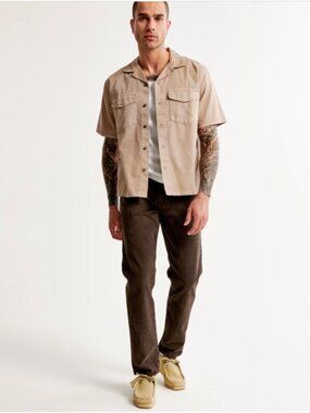 Abercrombie Men's Vintage Stretch Straight Brown Jeans - Size 32 x 30